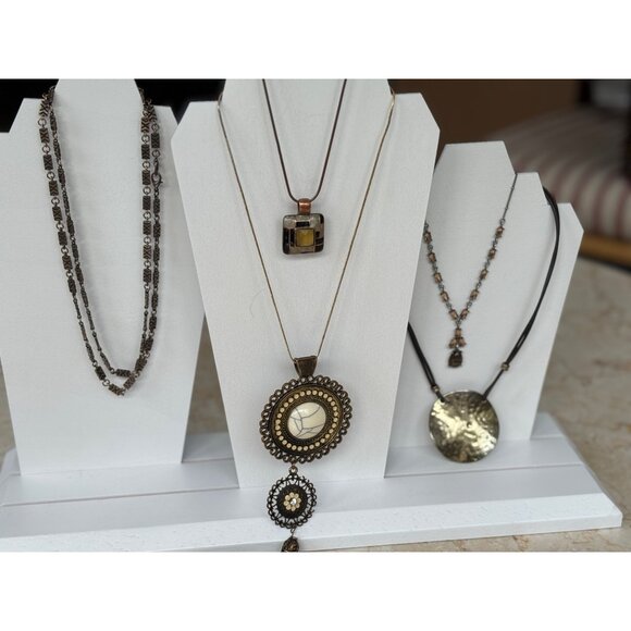 Bronze & Gold Multi-Style Pendant Necklace Set- 5 piece set - Picture 2 of 8